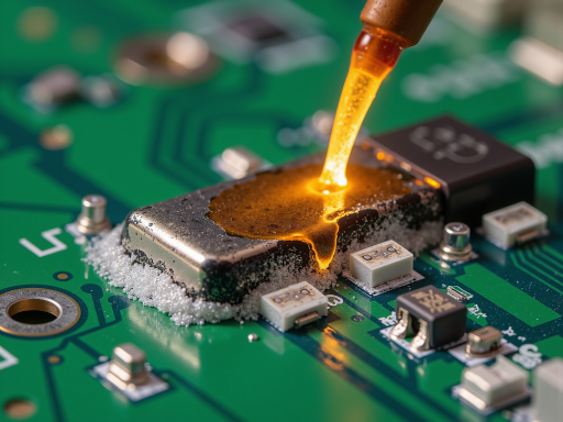 精密电子电路板焊接完成品,焊点饱满光滑,线路清晰可见,高质量焊接效果展示