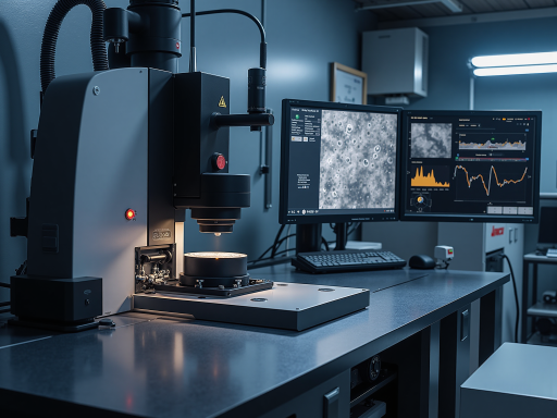 现代化实验室,技术人员正在使用精密显微镜检查焊接样品,各种检测设备整齐排列